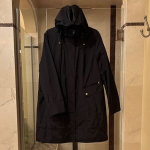 Cole Haan Black Hooded Raincoat
